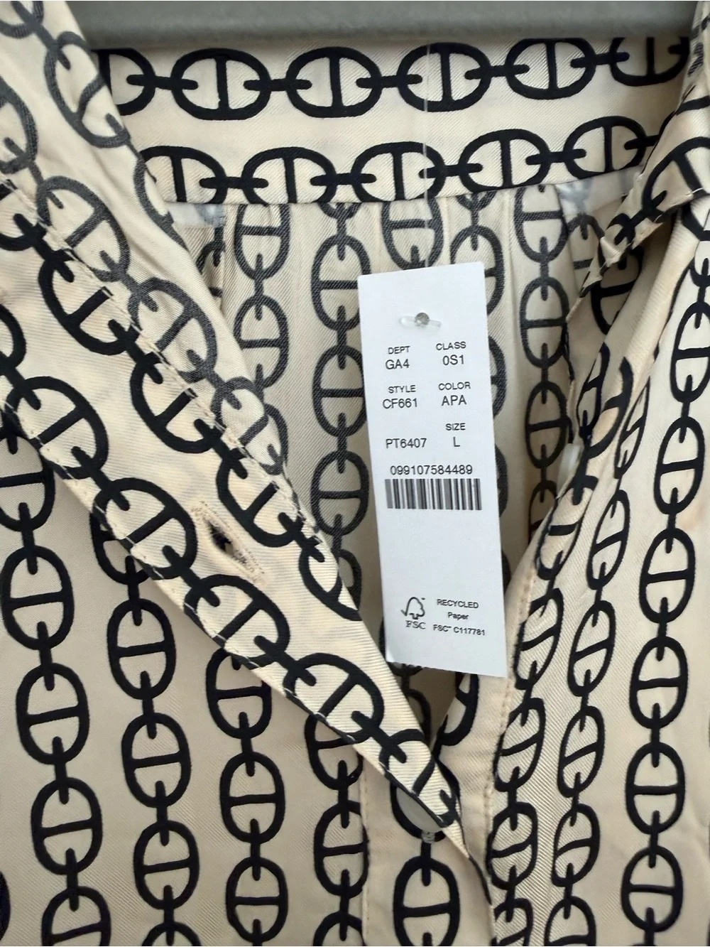 J. Crew Cream and Black Geometric Shirt Dress